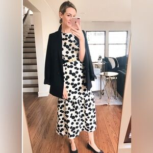 Who What Wear Polka Dot Sleeveless Ruffle Midi Dressc